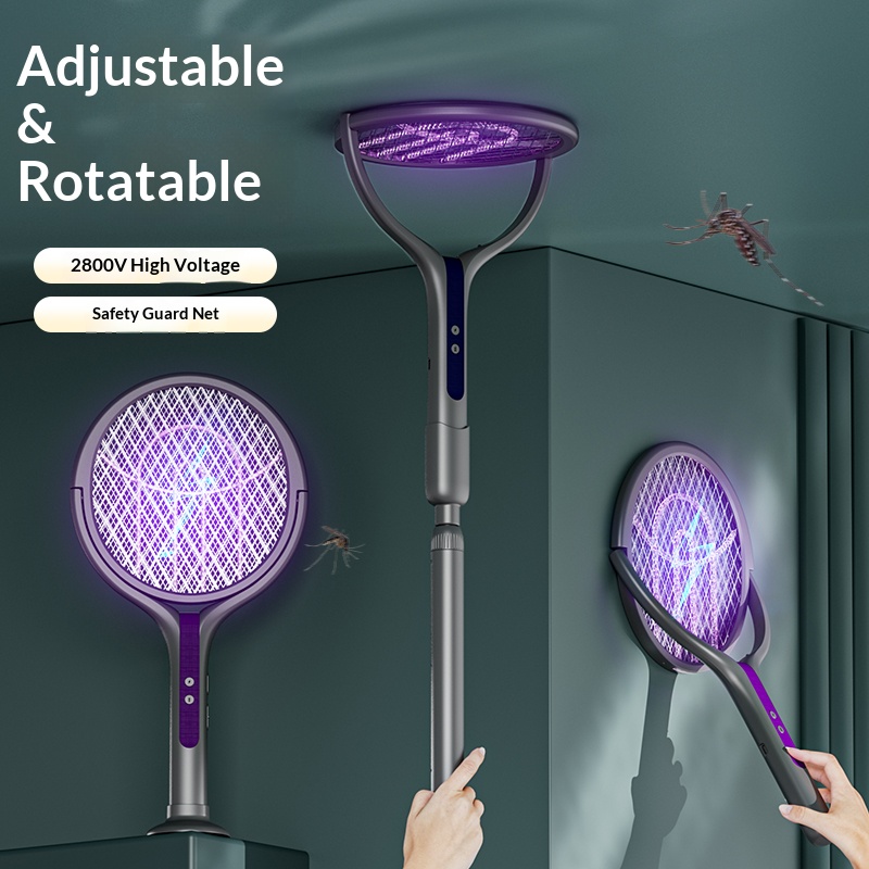 Outdoor Furniture Hay - Cabeça rotativa bug zapper raquete recarregável