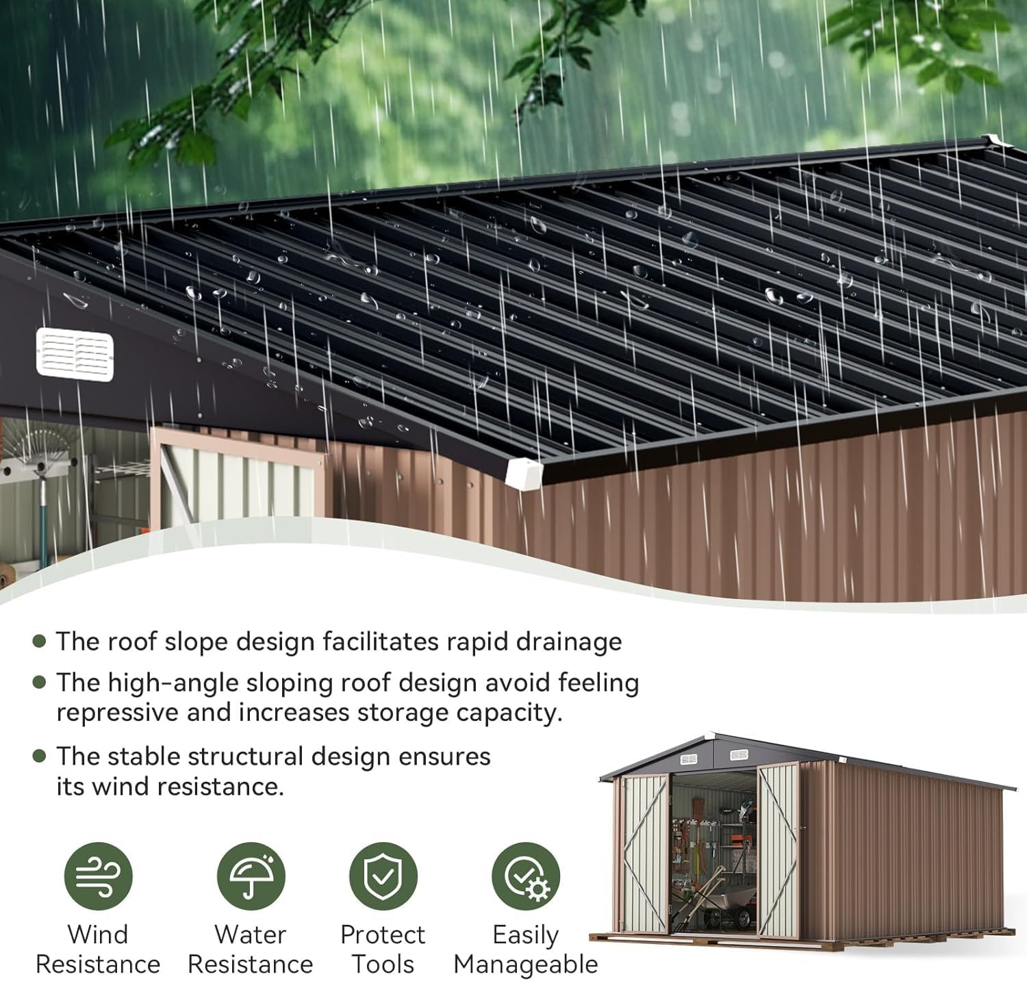 Outdoor Furniture Metal - Galpão de armazenamento externo de 12