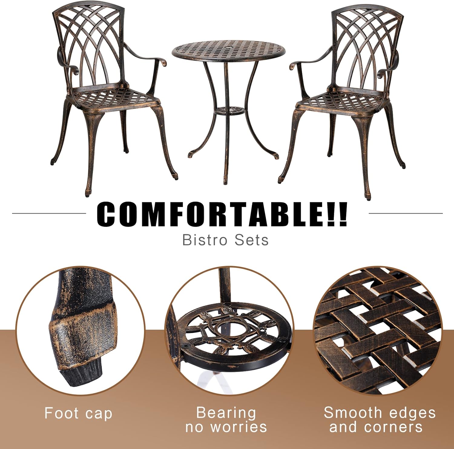 Conjunto de bistrô de 3 peças  - Outdoor Furniture Table avaliação e preço